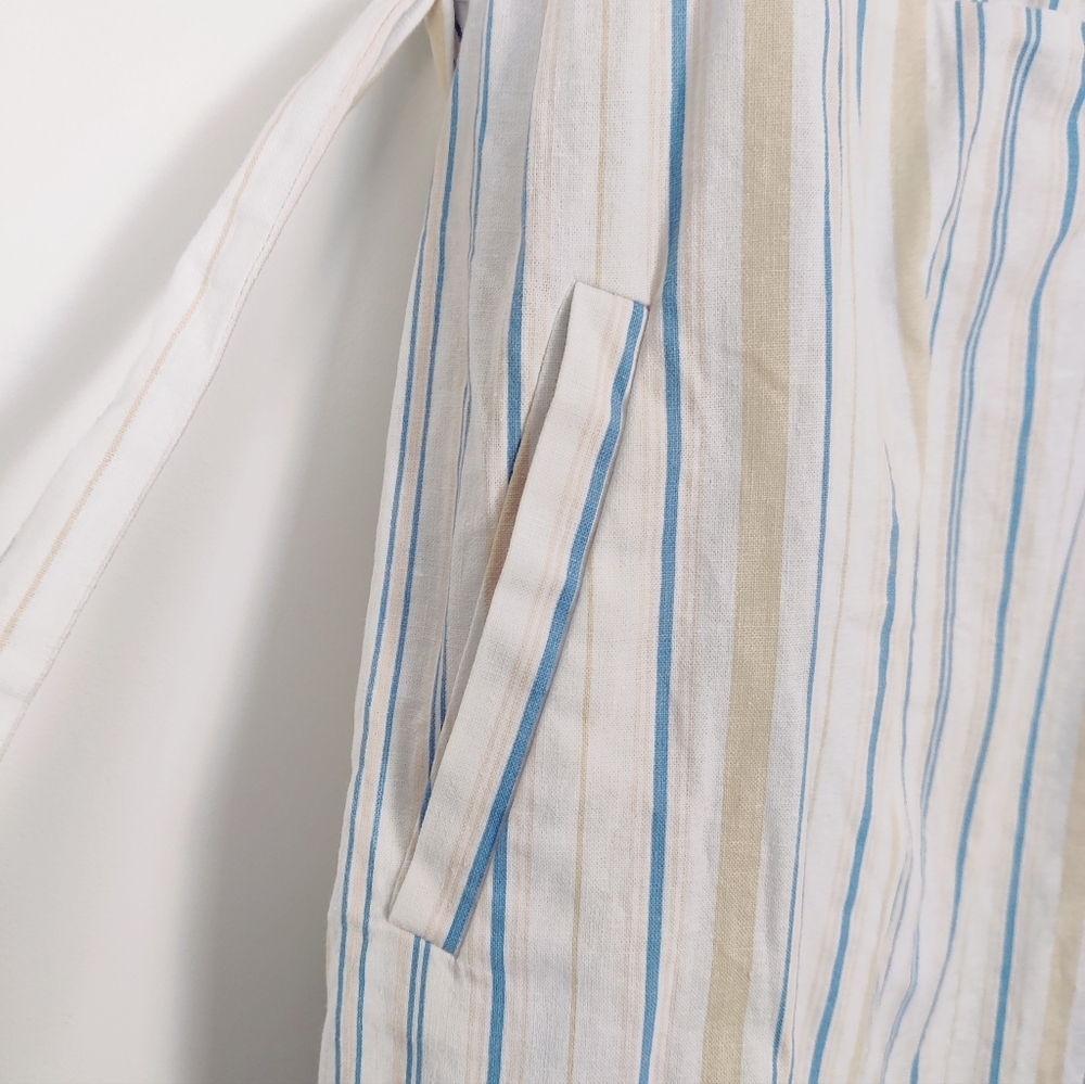 JustFab Women's Striped Ruffle Wrap Mini Dress Size Large NEW Linen Cotton - Picture 8 of 14